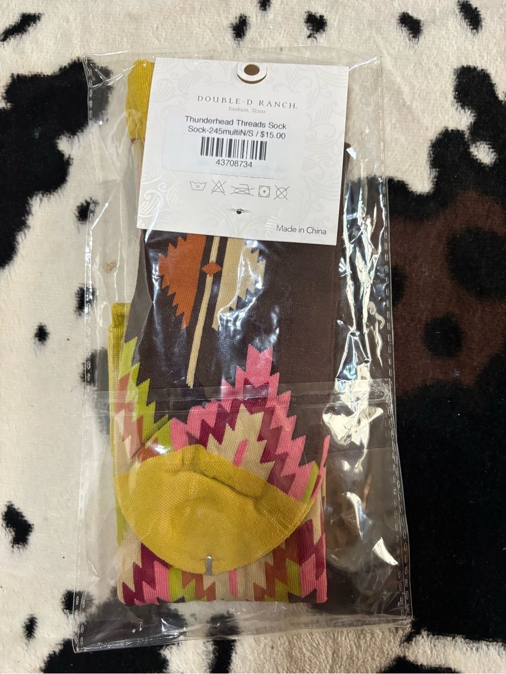 Double D Ranch Thunderhead Threads Aztec Knee-High Socks in Mustard, Pink, Brown - Picture 3 of 4
